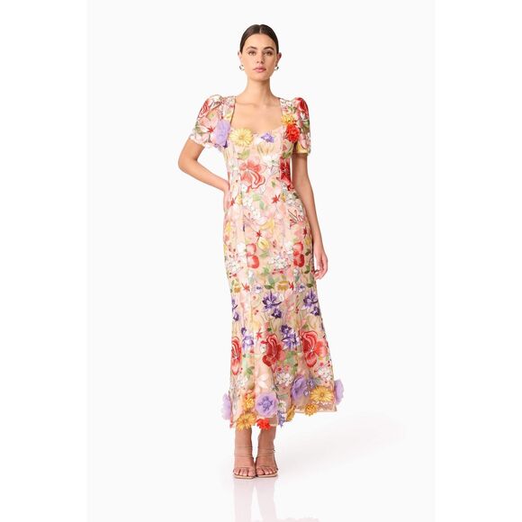 Elliatt Sophie Embroidered Maxi Dress in  Floral wedding Guest Party size S NWT - Picture 2 of 7
